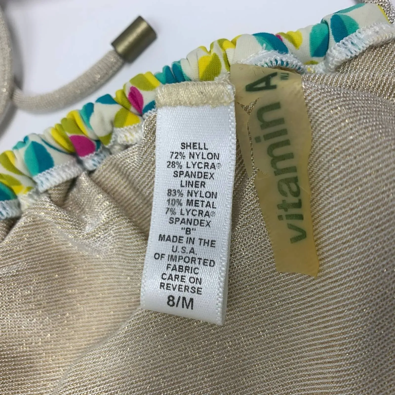 Vitamin A yellow blue‎ triangle bikini top medium 8 - Image 3