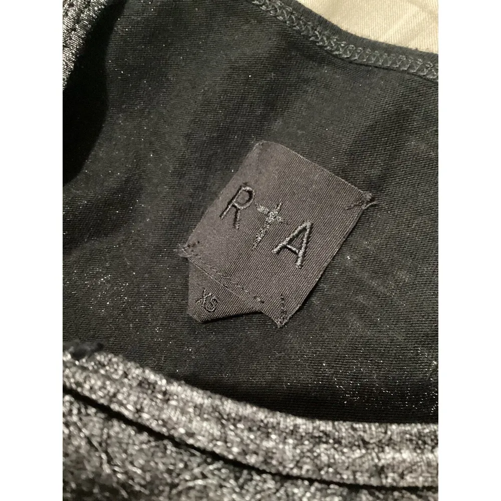 rta Nicola Metallic Tee Black Silver Cotton Cashmere Distressed T - Image 7