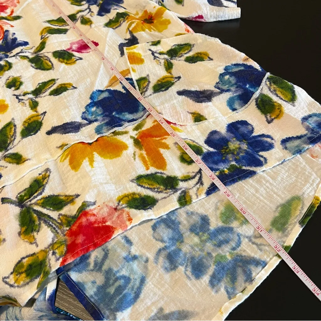 John Mark Floral Button Front Top White Multicolor XL - Image 13