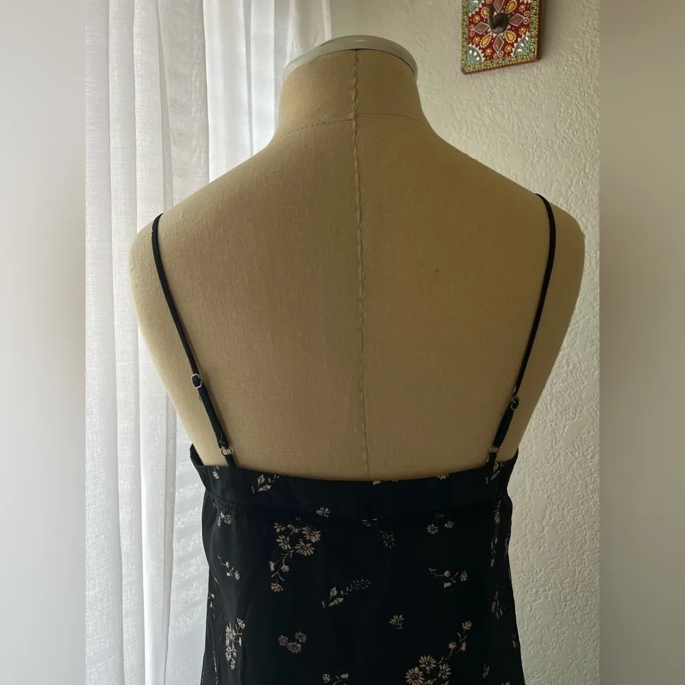 Navy Blue Floral Asymmetrical Maxi Cami Dress Size XS - Image 7