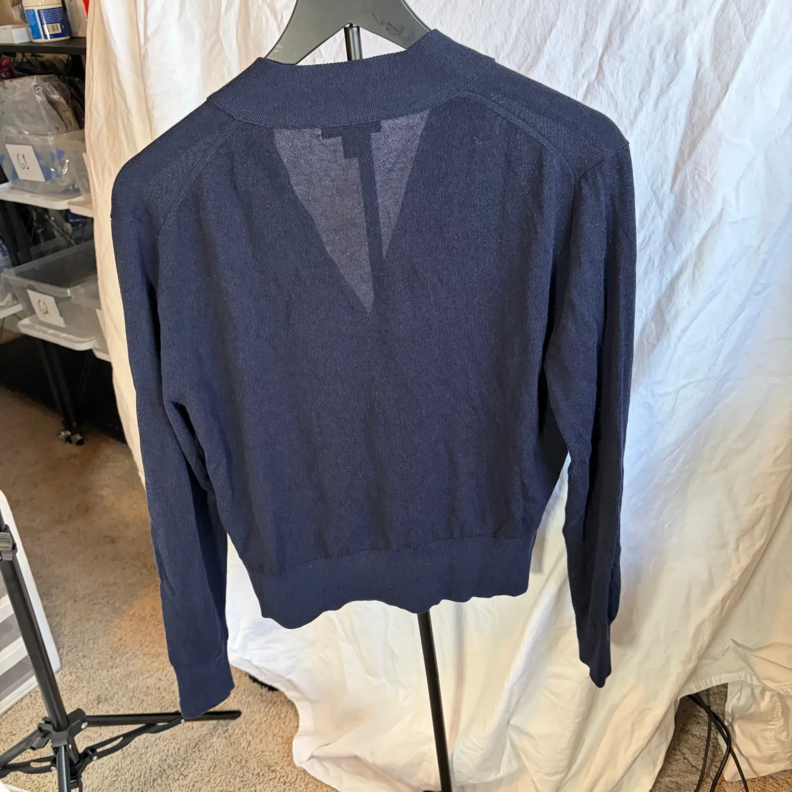 J Crew womens navy lightweight cardigan. Size M. Big buttons. workwear, luxury Blue Size M - Image 7