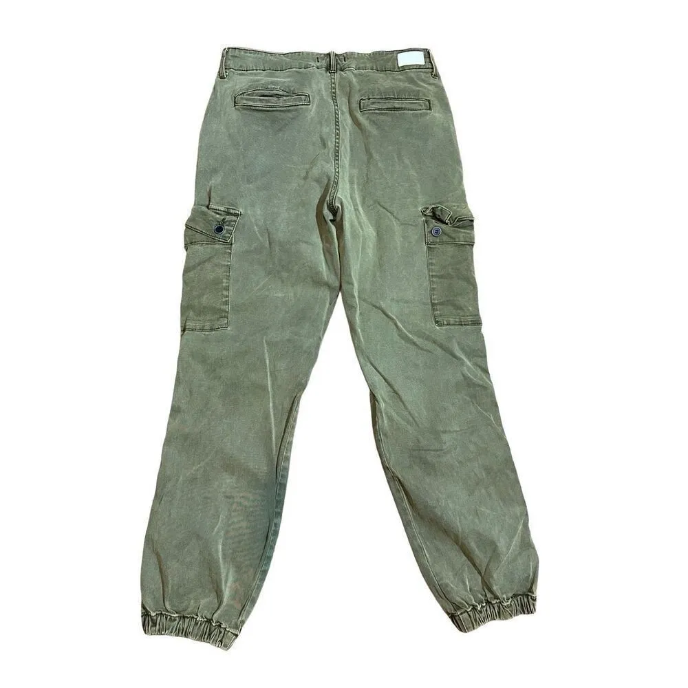 Dear John Gia Cargo Palm Green pants joggers high rise elastic ankle sz 28 - Image 2