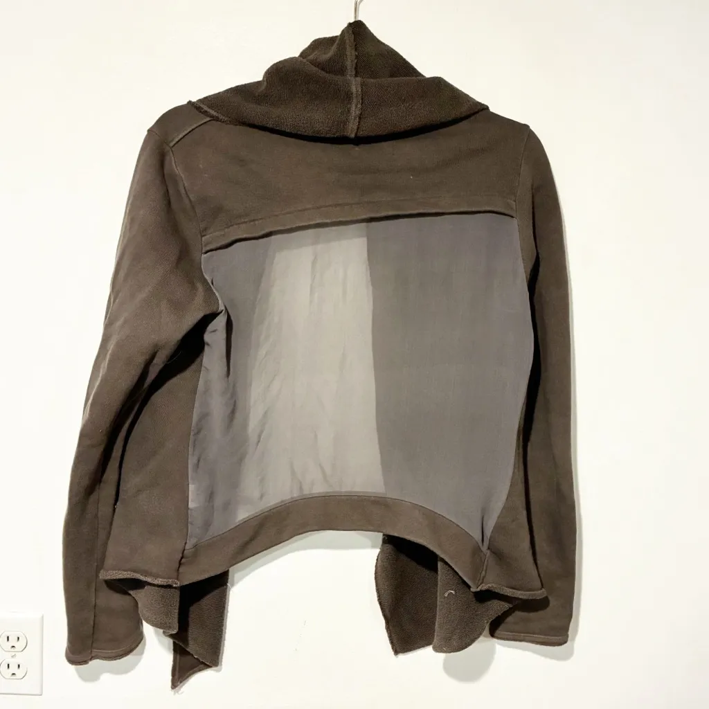 Hack Lederware Made in Italy Grey Cotton Jacket Sheer Back Open Front Medium Gray - Image 5