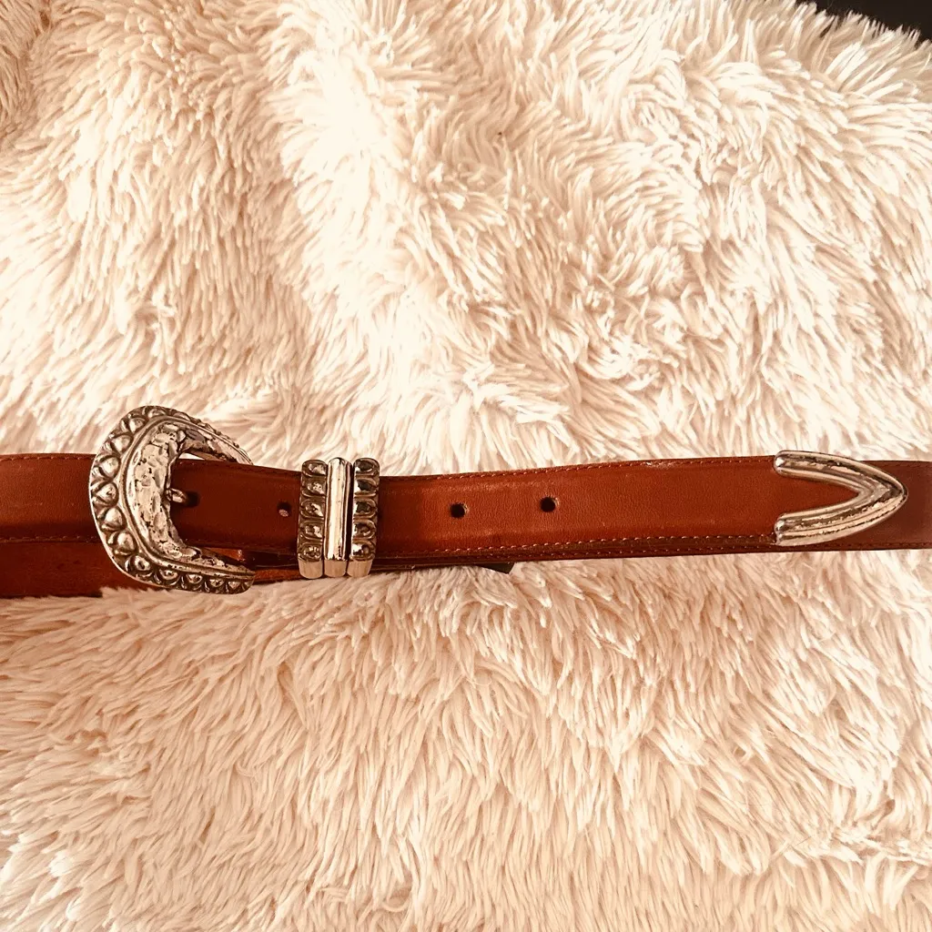 Brighton Vintage Leather Belt with Silver Accents - Image 6