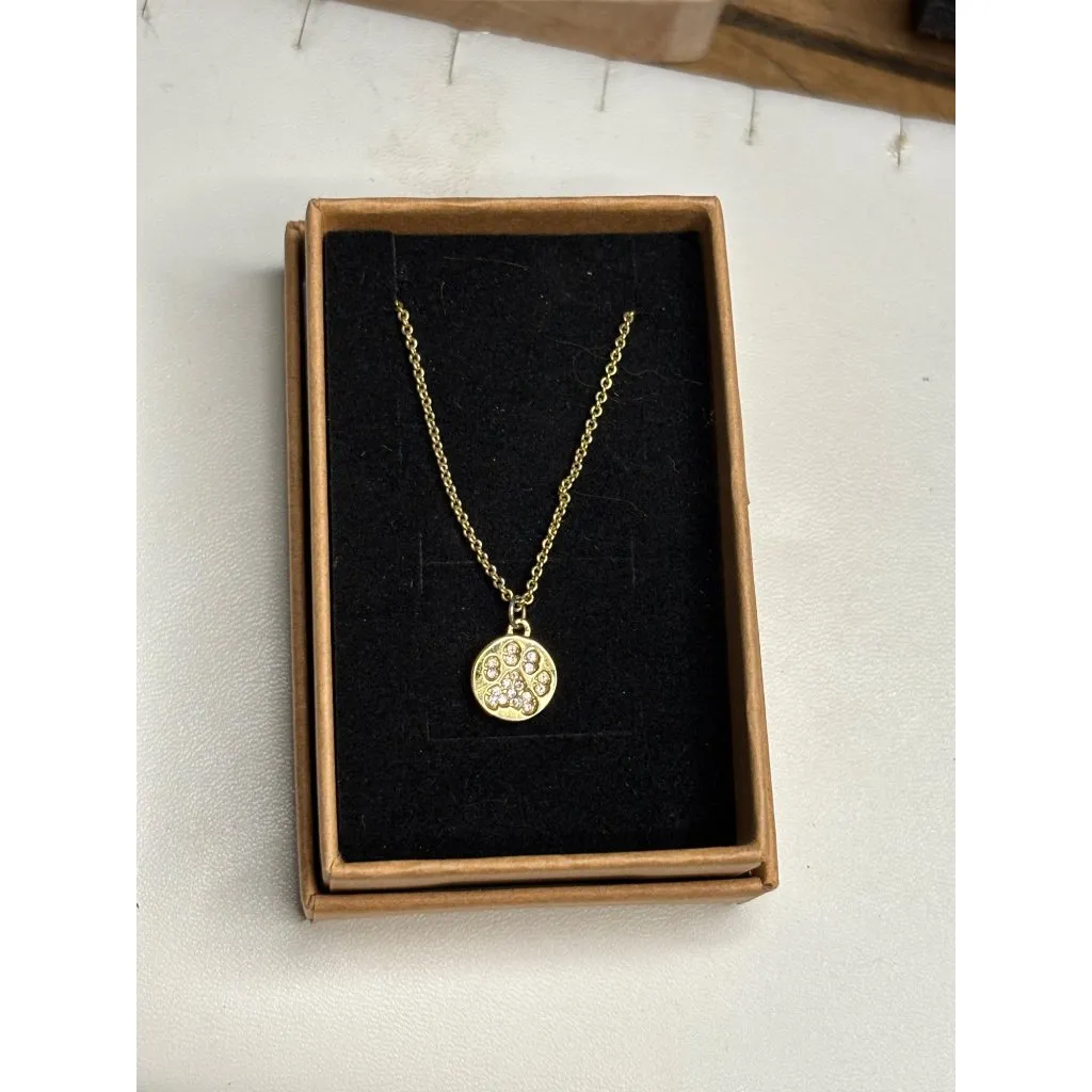 Spartina Gold Tone Paw Print Pendant Necklace With Crystal Accents - Image 8