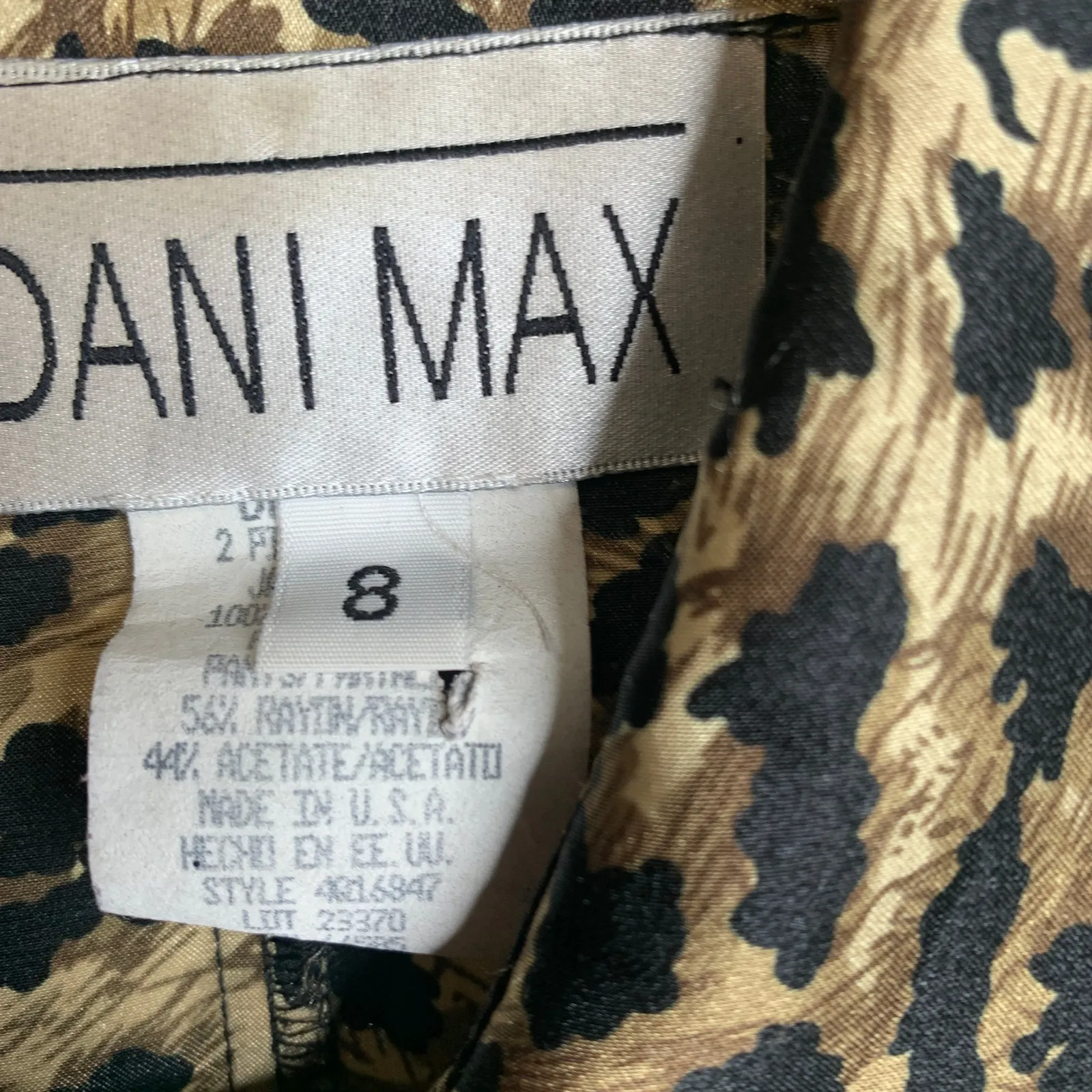 Cheetah Leopard Animal Print Satin Tunic Blouse Sz 8 Brown - Image 9