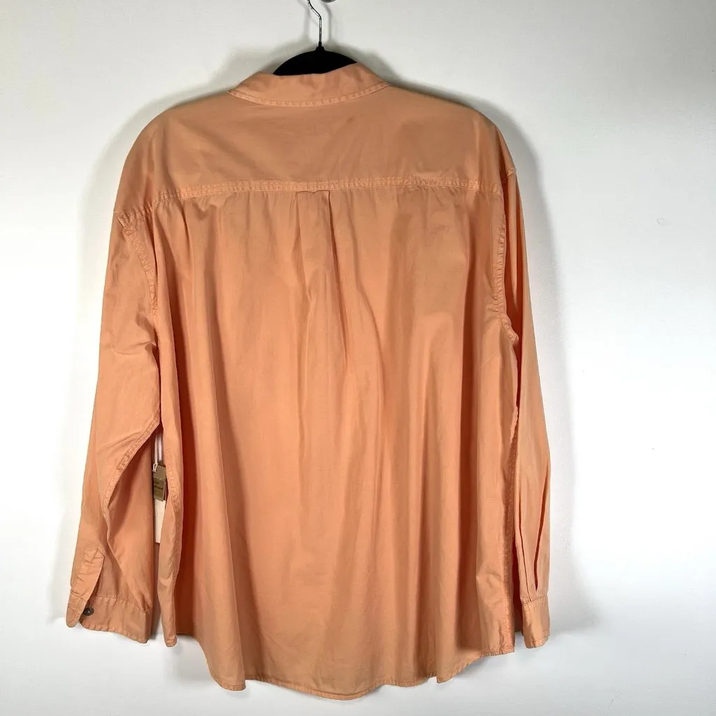 Escape by Habitat Shirt XL Women Button Up Long Sleeve Orange Lightweight Cotton - Image 8
