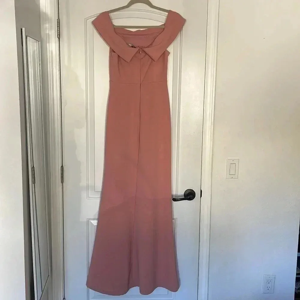 Lulus Aveline Mauve Pink Off-the-Shoulder Maxi Dress Sz S - Image 8