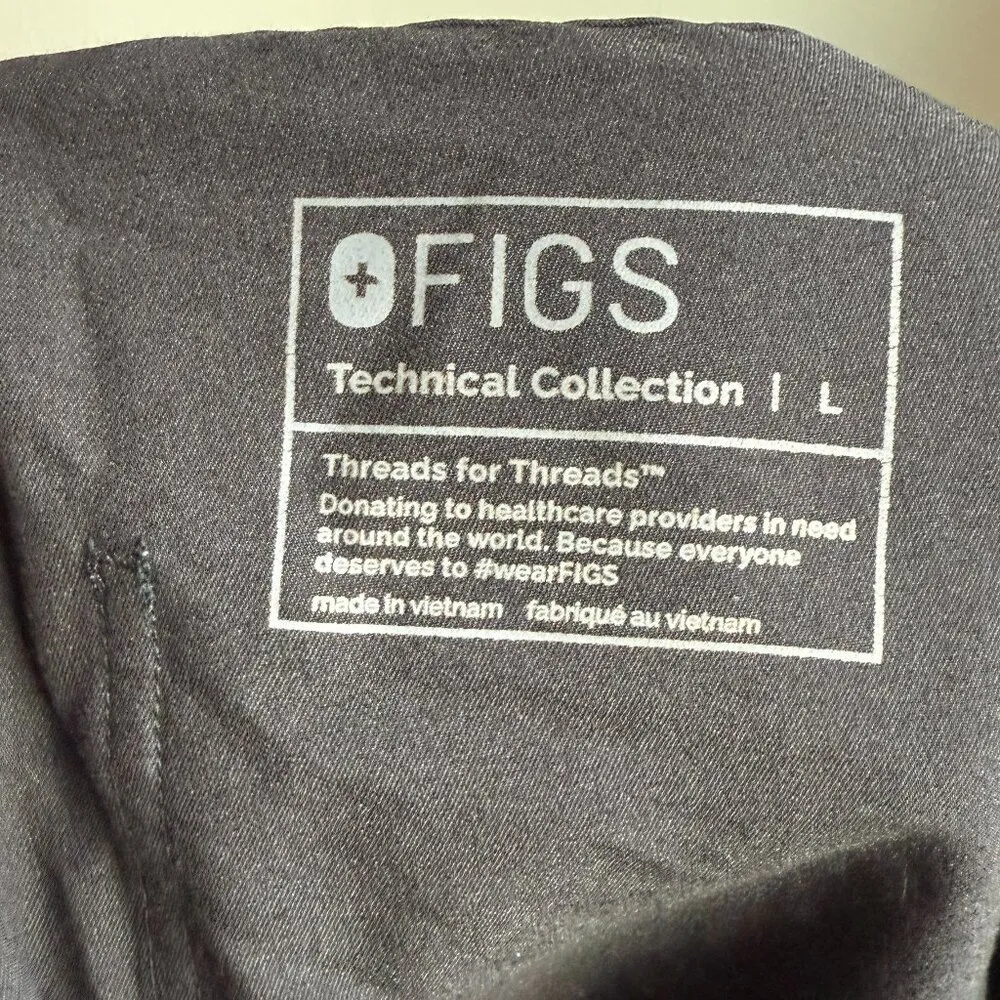 Figs Technical Collection Slim Fit Black Scrub Pants - Size L - Image 5