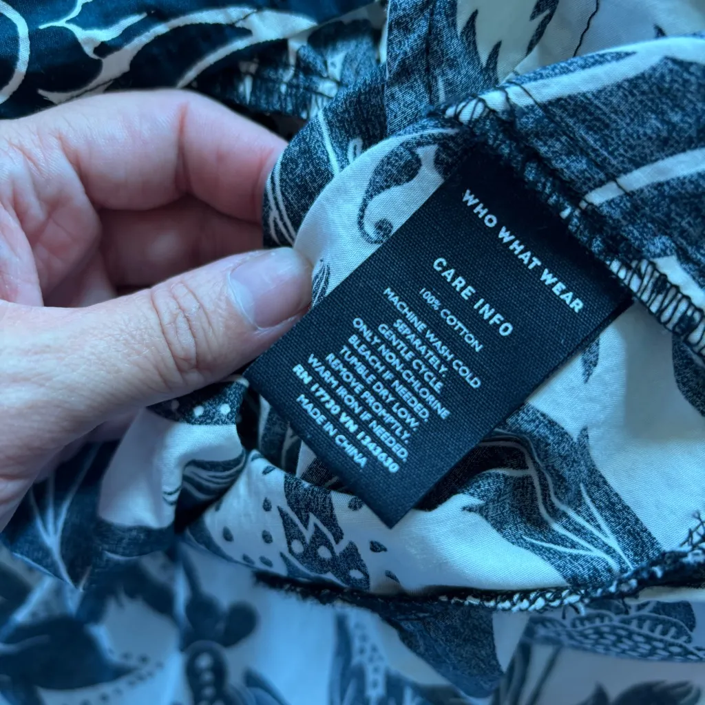 Who What Wear Black and Off White Cotton Sleeveless Sundress - Image 2