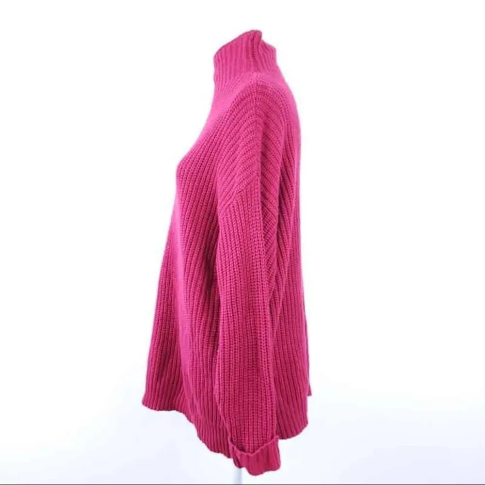✨HP✨American Eagle Oversized Sweater Cableknit Pink Magenta Mock Neck✨ - Image 3