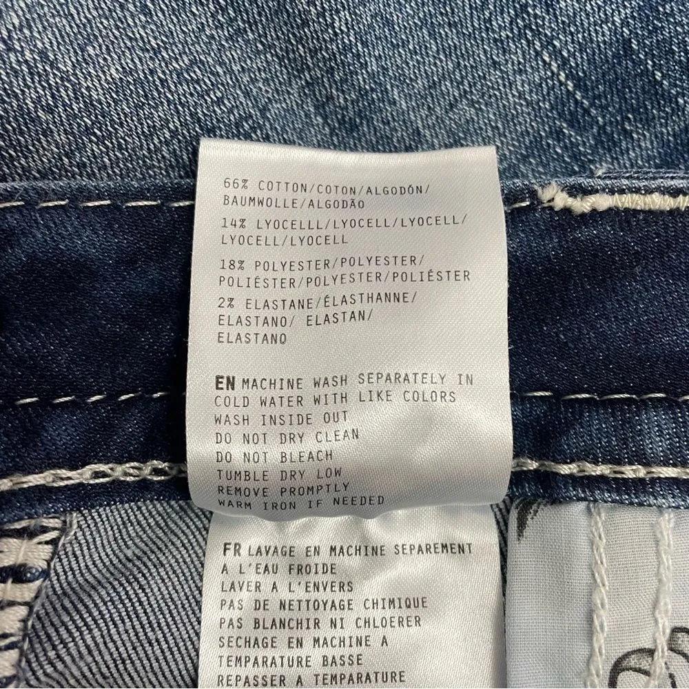 Miss Me Mid Rise Capri Straight Leg Jeans Medium Wash Peace Sign Crops Size 28 - Image 12