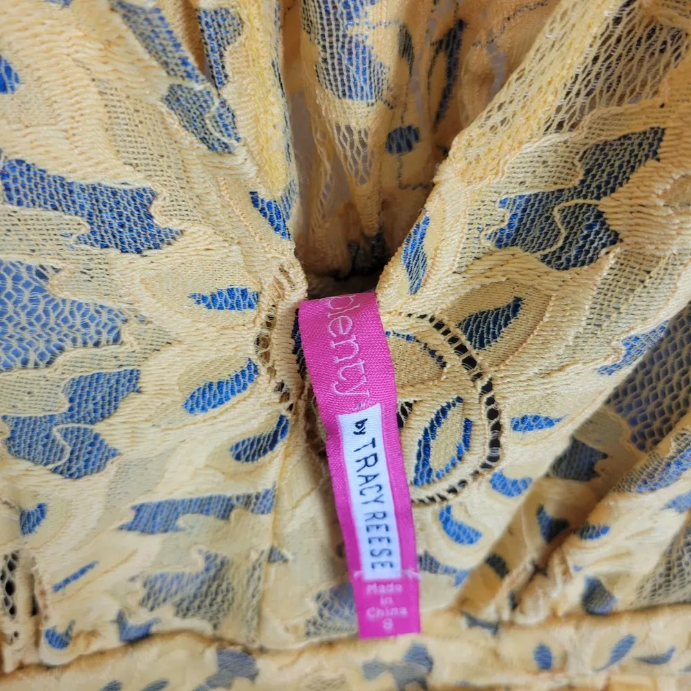 Tracy Reese Plenty by  Womens Dress Size 8 Yellow Niki Lace Sleeveless Lined Mini - Image 3