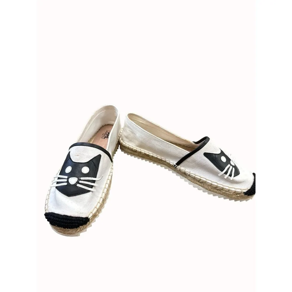 Karl Lagerfeld women’s white kitten theme espadrille shoes 10m SKU 6386 - Image 2