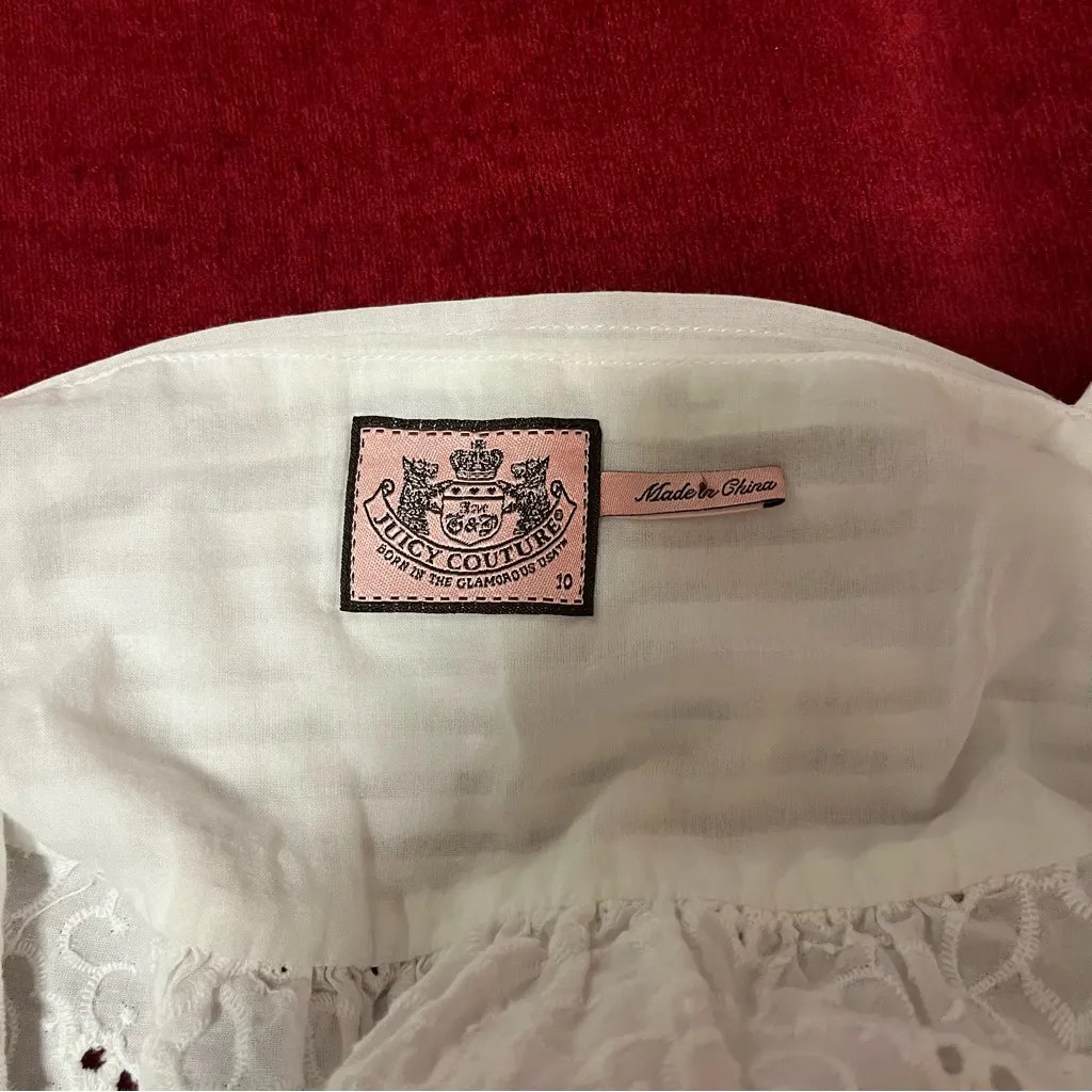 Juicy Couture Y2K White Lace Loose Fit Eyelet Camisole Top - Image 3