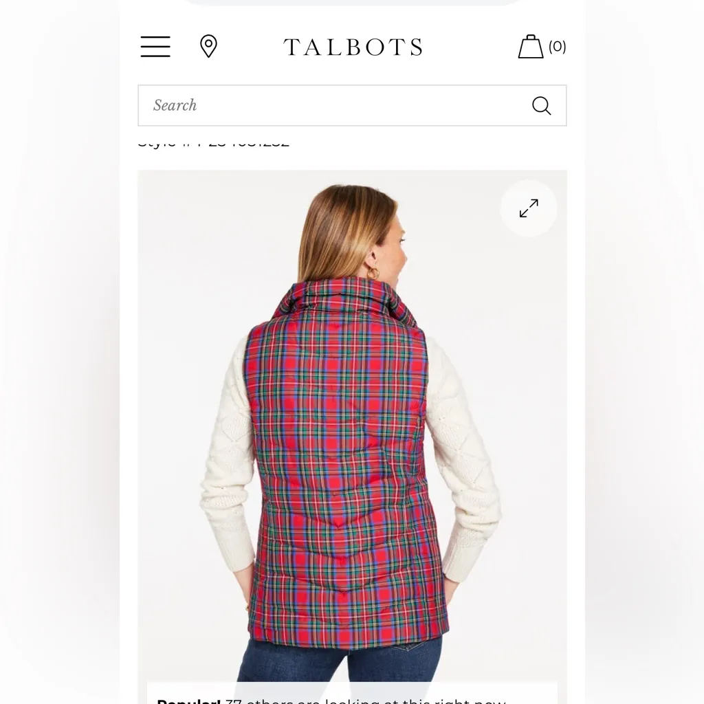 Talbots Women's Vibrant Red Tartan Plaid Quilted Vest | Size 1X - Image 11