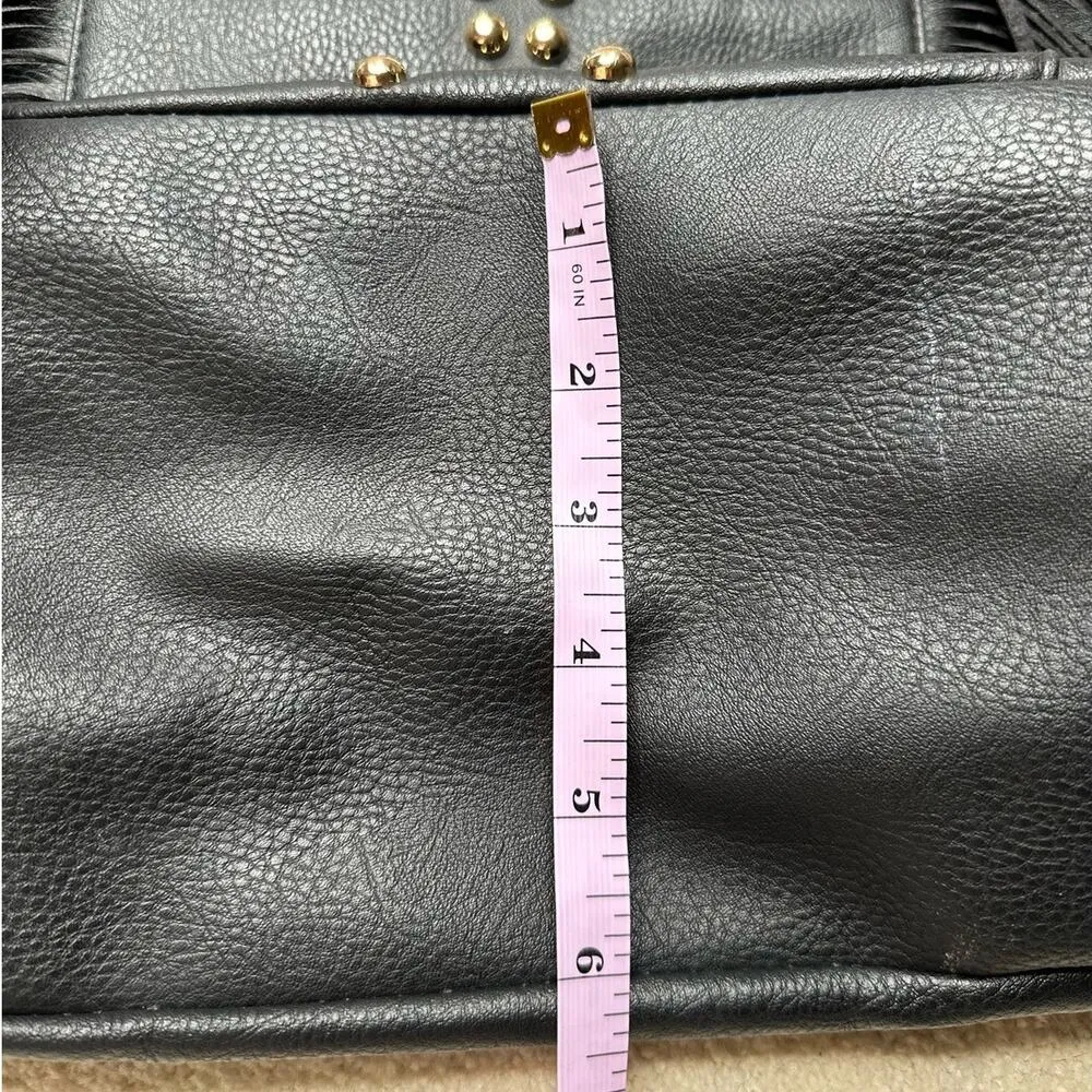 Big Buddha: Gold Riveted Black Fringed Oversized Tote - Image 11