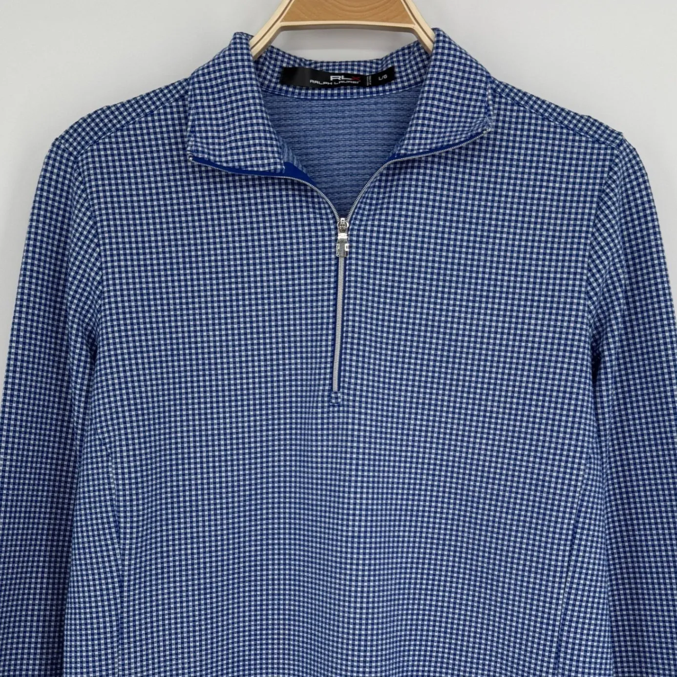 RLX Ralph Lauren Pullover Large Blue Quarter Zip Athletic Activewear Lightweight - Image 2