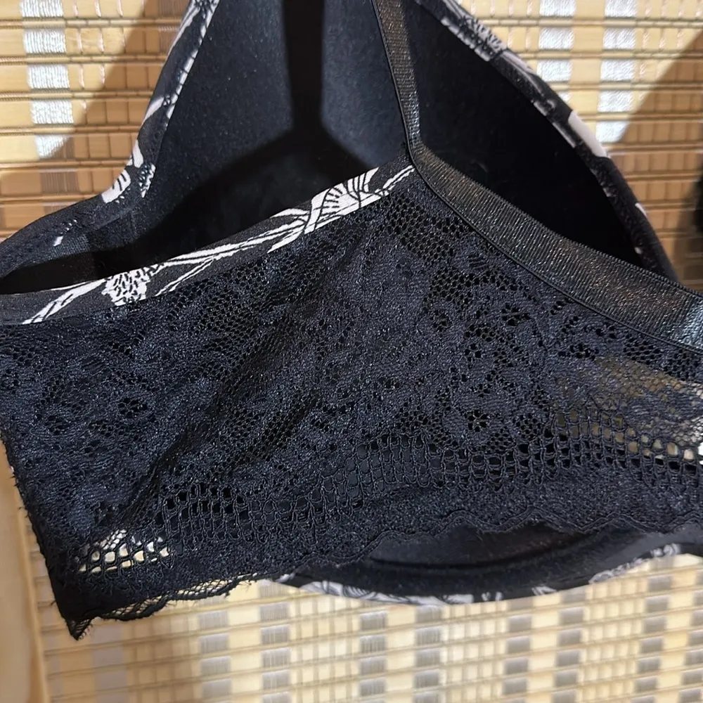 Jessica Simpson Black and White Floral Underwire Bra Lace Trim 40D - Image 11