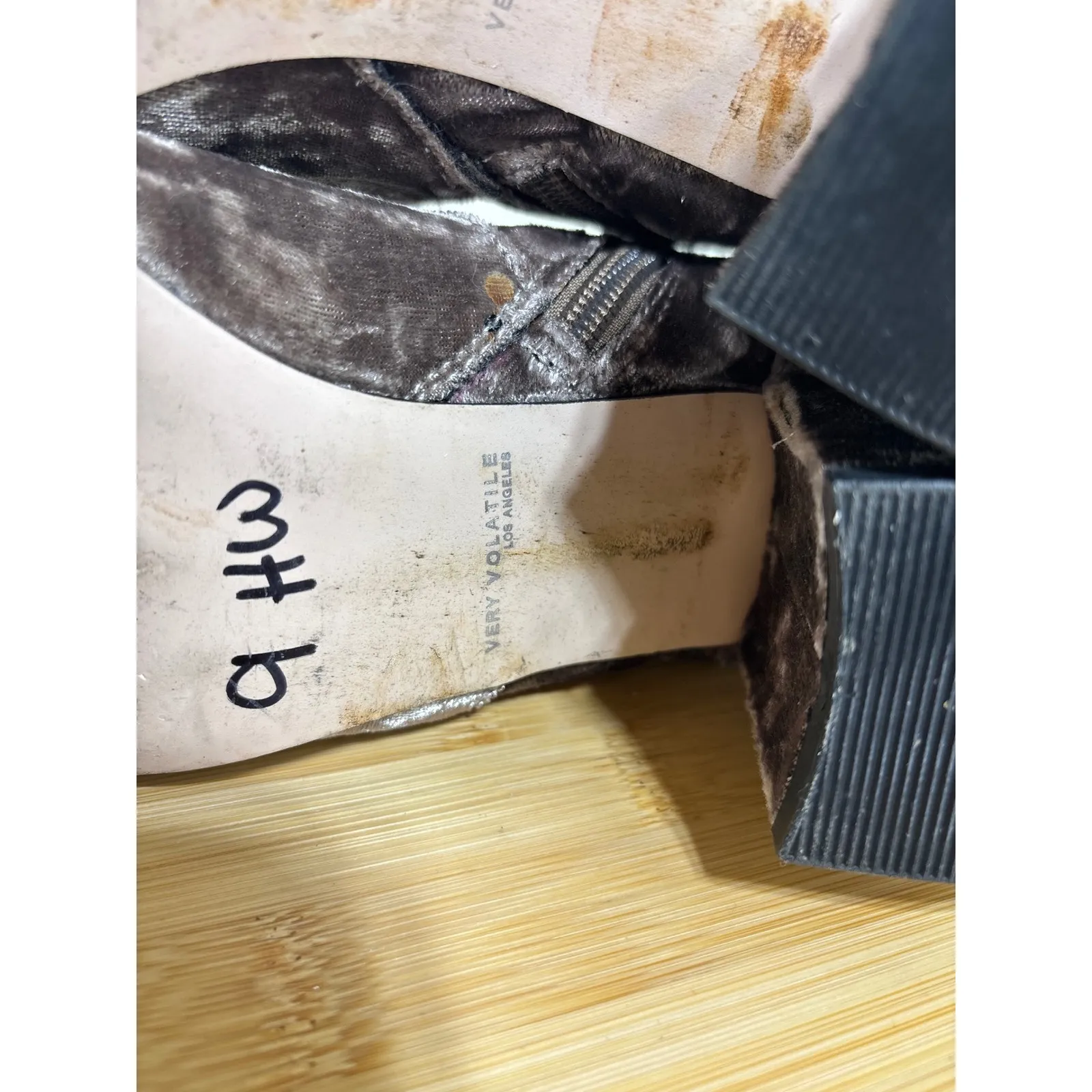 Very Volatile 8 Eclipse Crushed‎ Velvet Shiny Boots High Heels Ankle Block Heel - Image 10