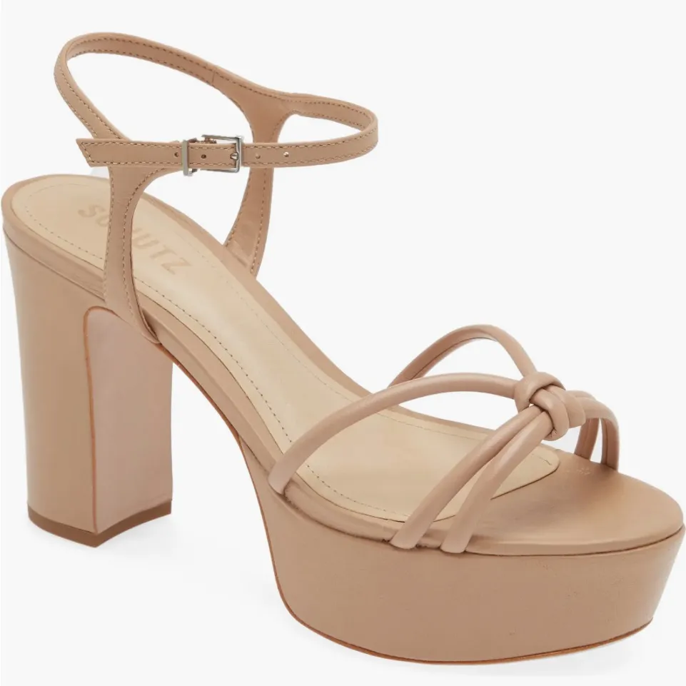 New! Schutz Kelsie Platform Sandal Heel Women Shoe True‎ Beige Leather Size 11 - Image 3