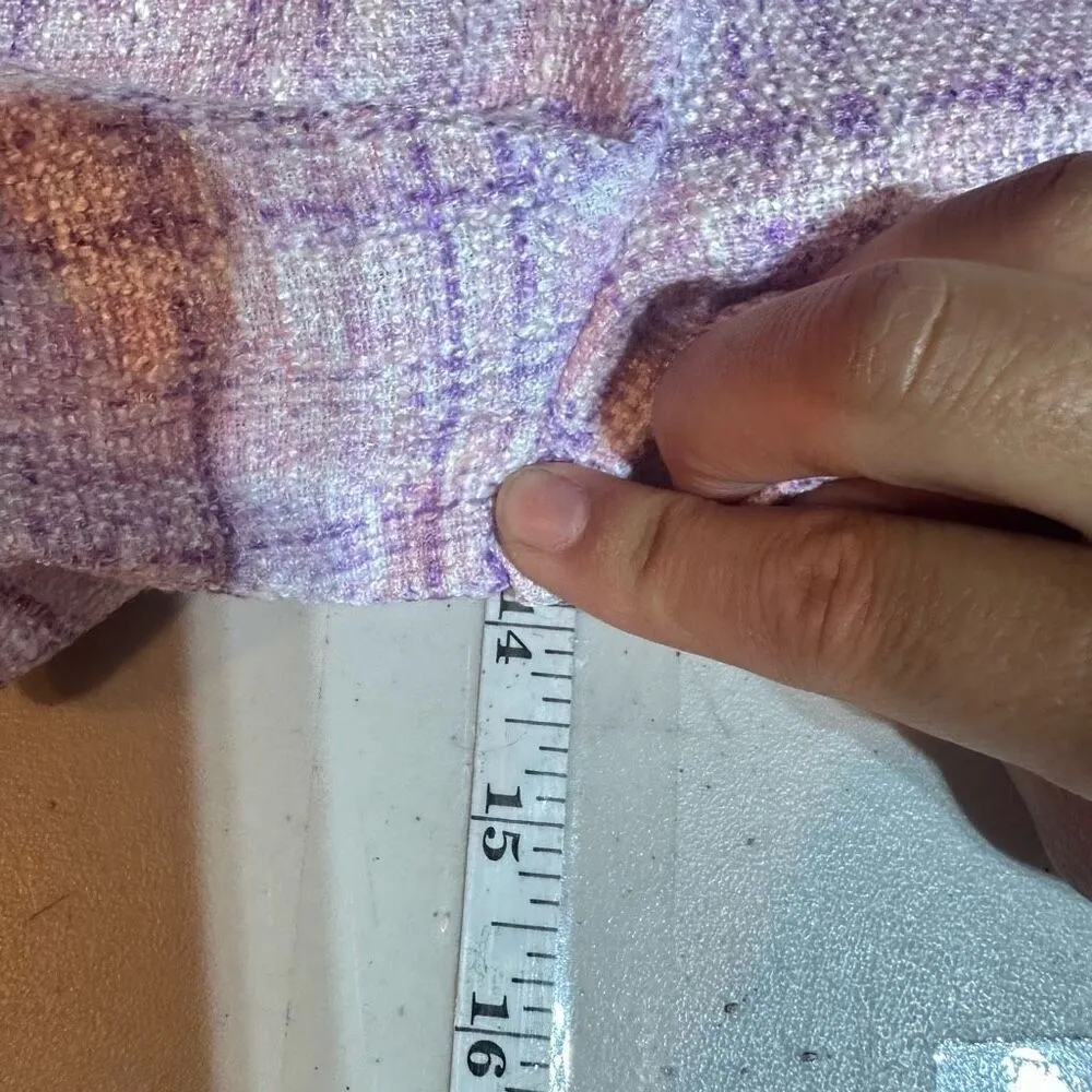 New‎ Look Purple Check Bouclé High Waist Shorts Tweed Style Size 8 Purple Plaid - Image 10
