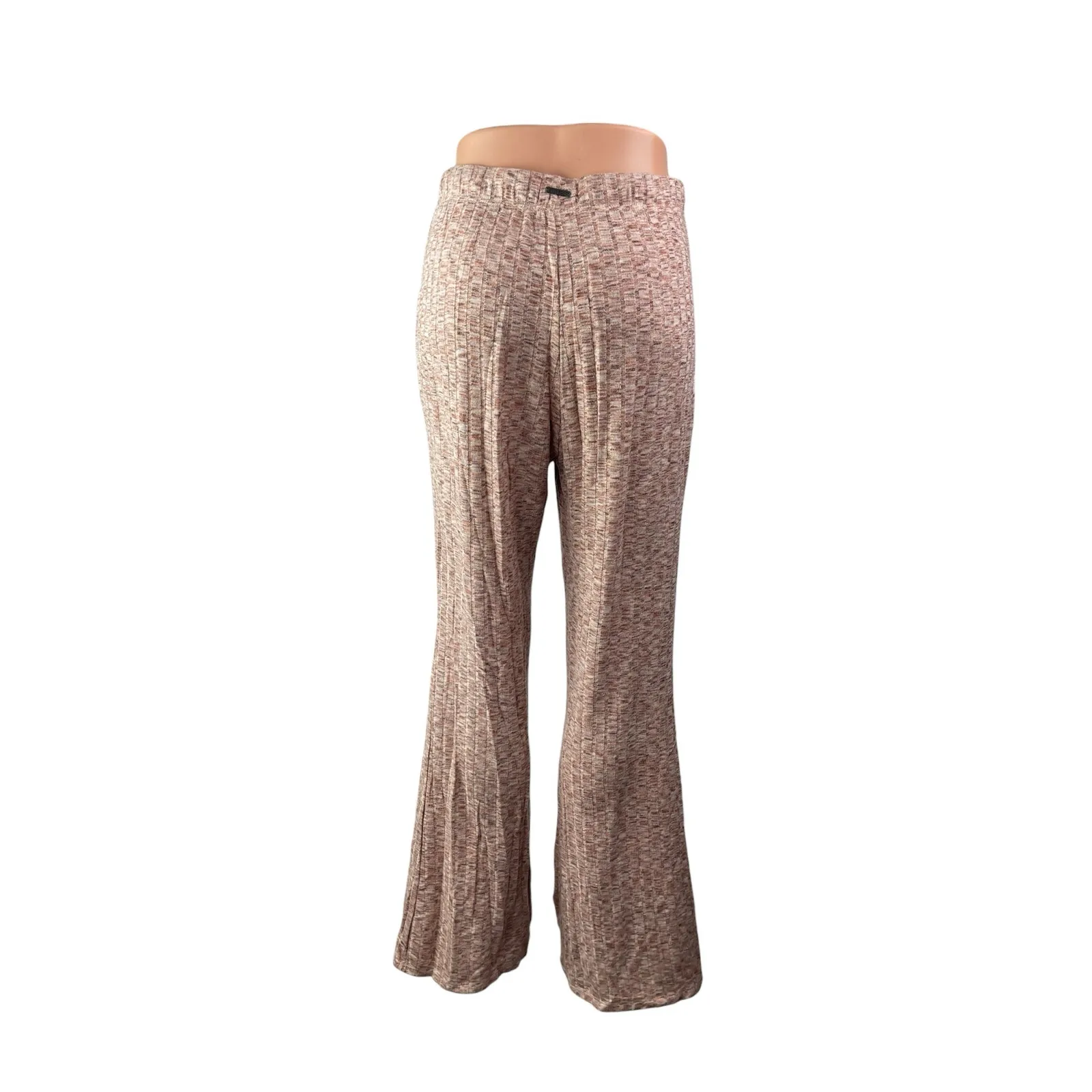 Billabong Women's Brown Knit High Waisted Flared Lounge Trousers Pants Size M - Image 3