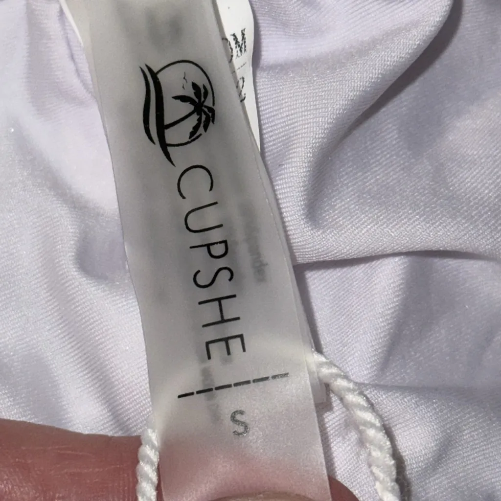 Cupshe Faux Wrap One Piece Swimsuit Pink White Black Colorblock Women’s Small S - Image 5