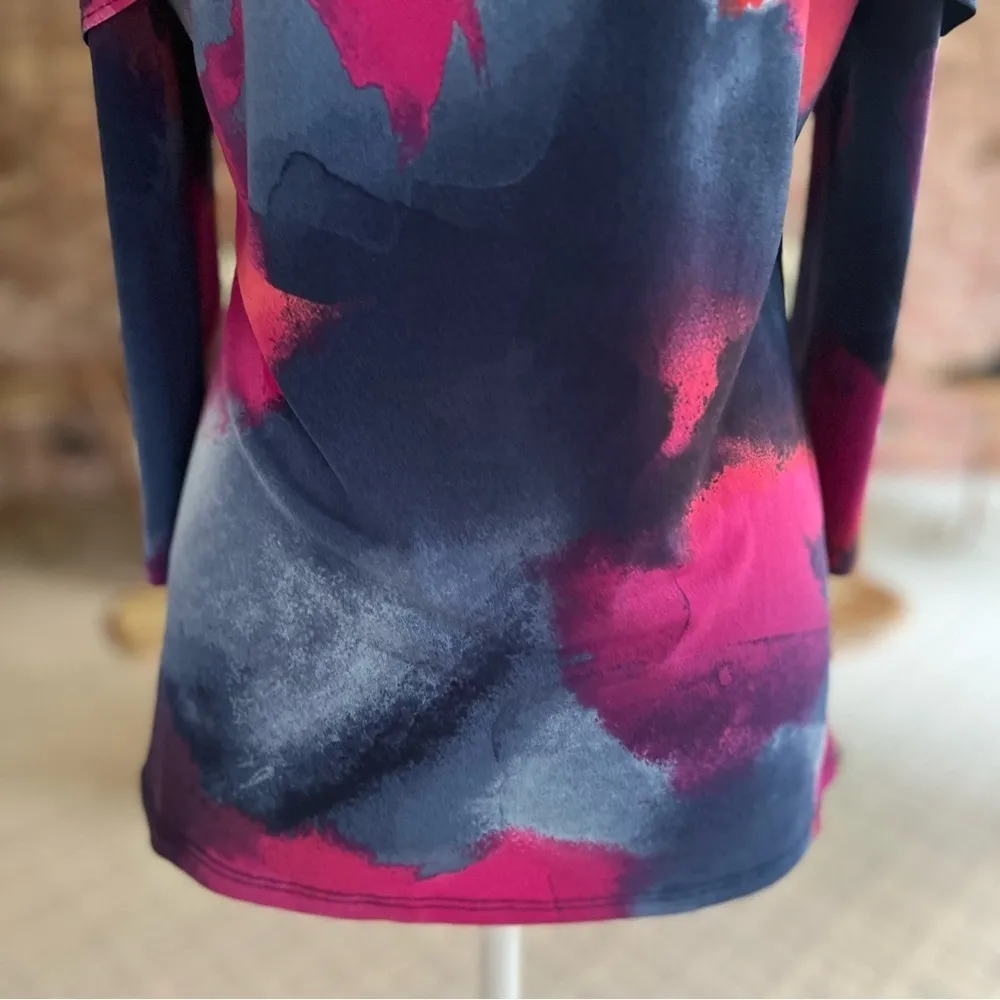 Clara Sun Woo Top Cold Off the Shoulder Blue Pink Top XS Jersey Knit Cocktail - Image 10