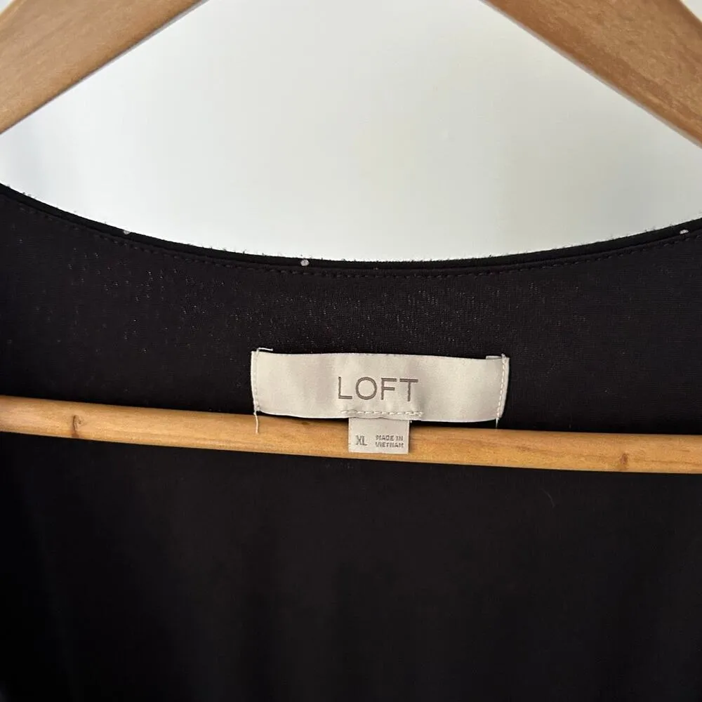 Loft Polk-A-Dot Black/White Wrap Dress Size XL - Image 2