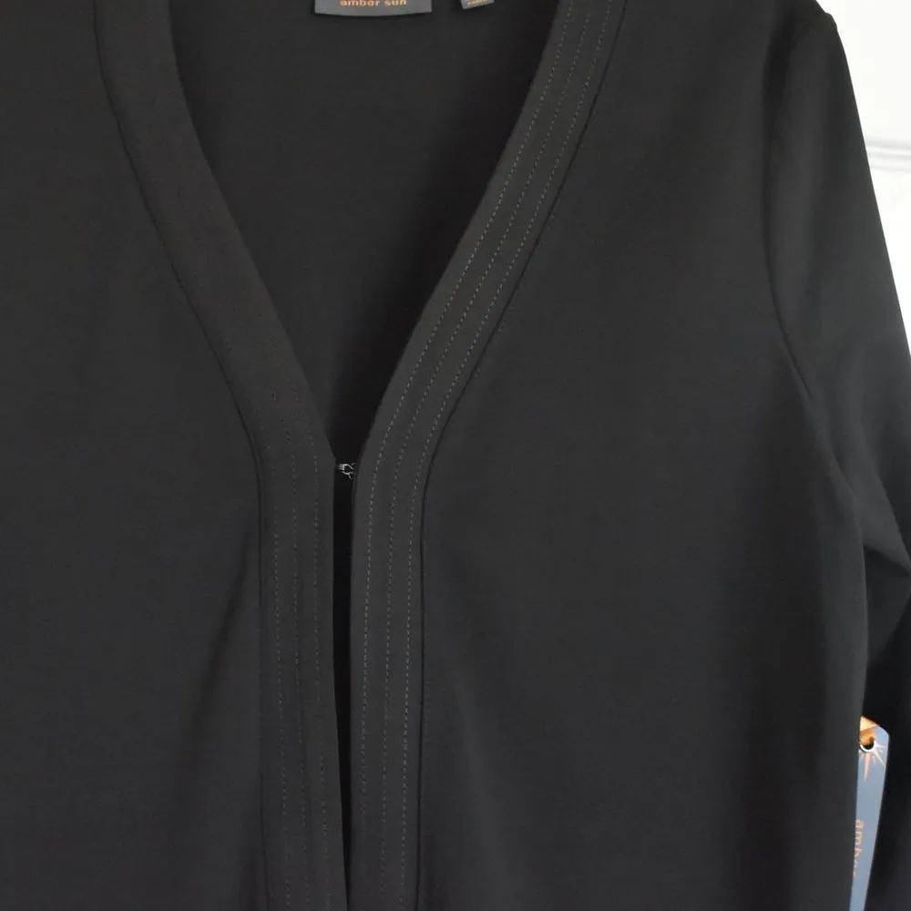 AMBER SUN WOMENS OPEN CARDIGAN SWEATER, BLACK, SIZE MEDIUM, NEW WITH TAG… Black - Image 2