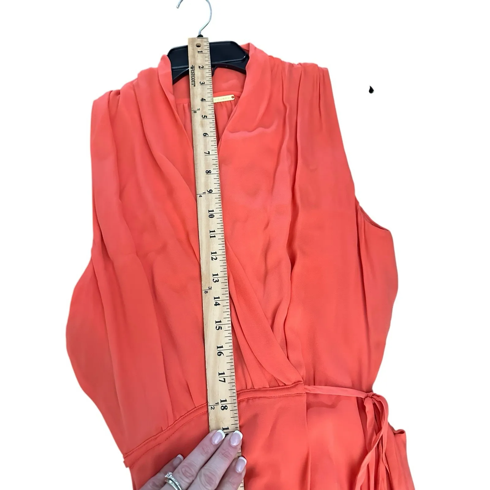 Rebecca Minkoff Wrap Midi Dress‎ Orange Size XS Sleeveless Open Sides C8-0 - Image 4