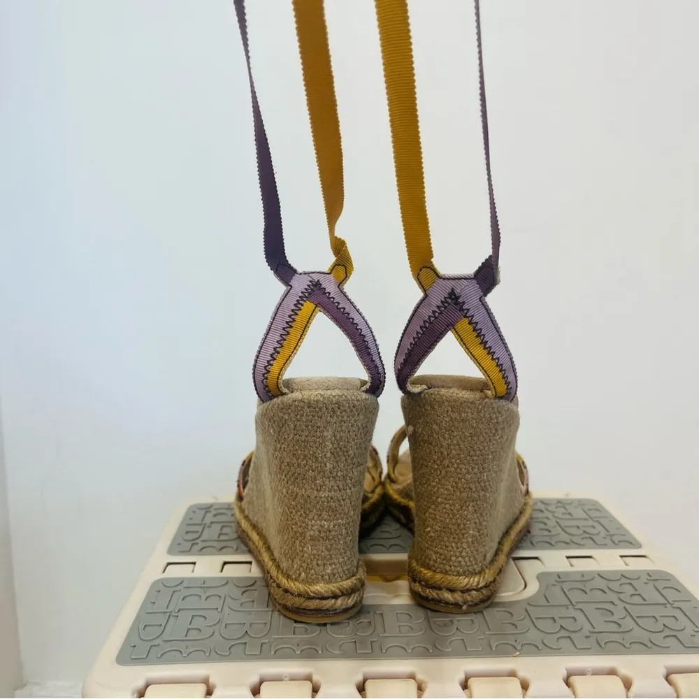 NEW MARC JACOBS MULTICOLOR TAFFITA TIE GROSGRAIN ESPADRILLE WEDGE SANDAL… - Image 2