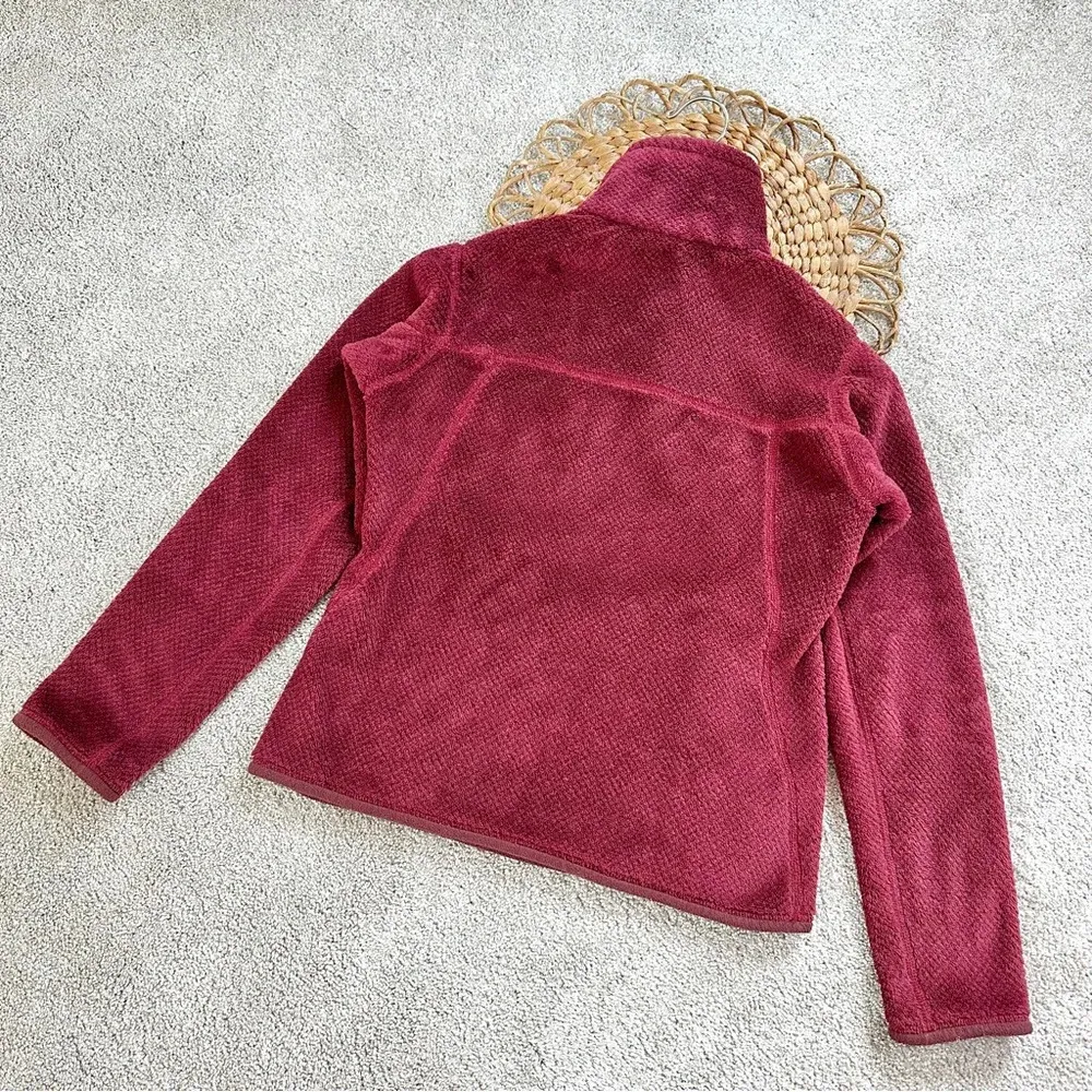 Patagonia Re-Tool Burgundy Fuzzy Fleece 3/4 Snap-T Pullover Jacket Size XS - Image 4