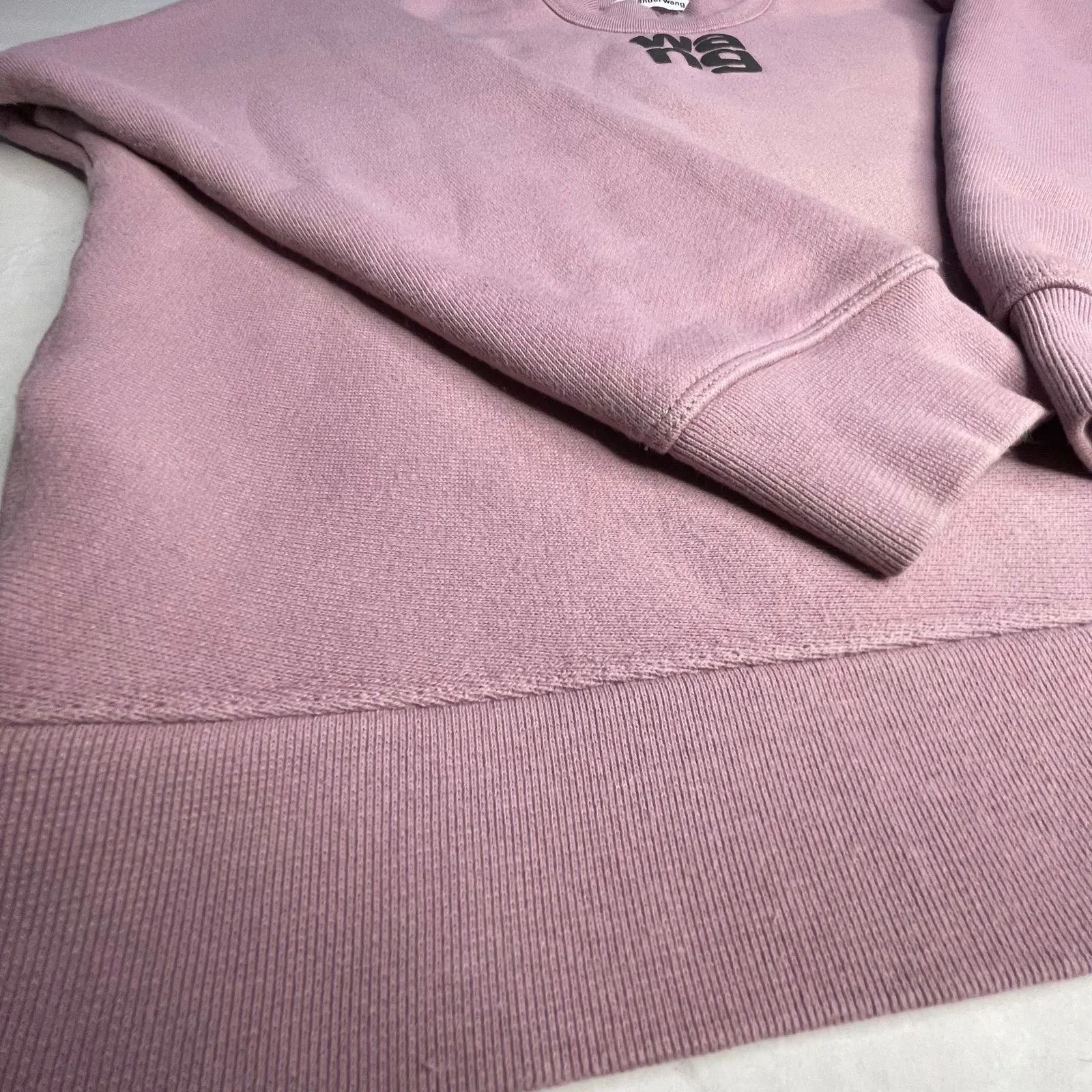 Alexander Wang T Essential Terry Crew Sweatshirt Puff Paint Logo size S luxury Pink - Image 12