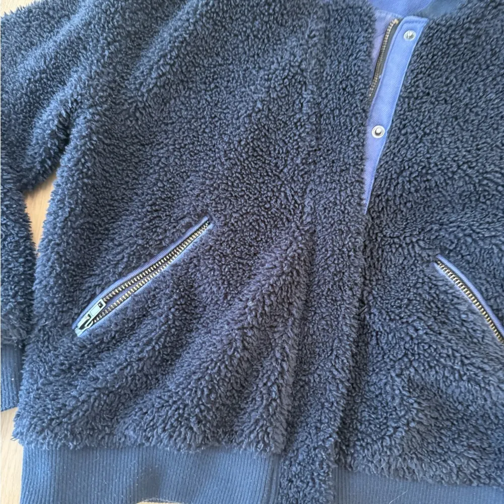 Free People Teddy Bear Aviator Bomber Blue Jacket Size Small - Image 3