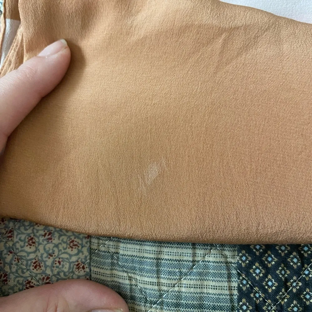 Fossil neutral striped Crew Neck silk  Blouse classic preppy timeless Old Money - Image 15