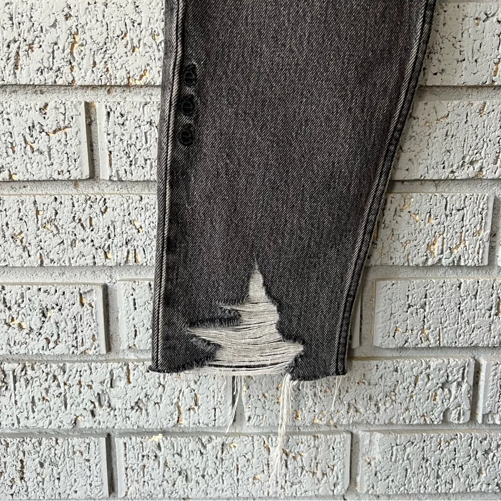 NWT Etica Alex Ripped Ankle Skinny Jeans Smokey Mountain 28 High Rise Button Fly Black - Image 7