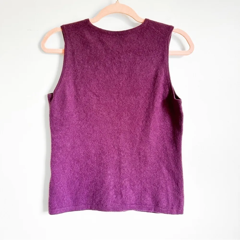 Lord & Taylor Dark Purple Cashmere Sleeveless Sweater sz Medium - Image 3