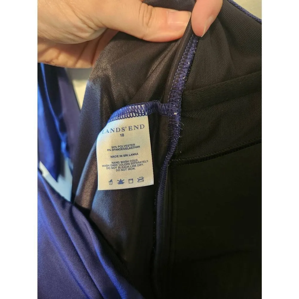 Lands' End Sweetheart Swim Dress One Piece Swimsuit Adjustable Straps 18 Navy Bl - Image 4