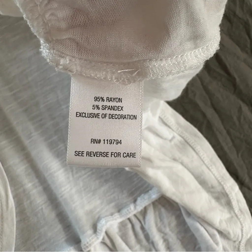 Farmers Market Flutter Crochet Square Neck Top. Size 1X. White - Image 8