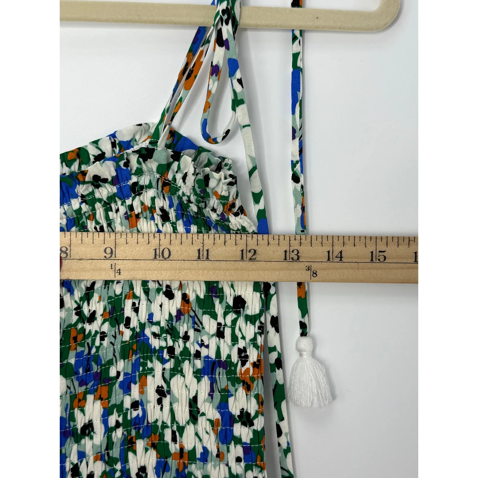 Lost + Wander Floral Smocked Midi Dress XS/S Estimated Boho Cottagecore Blue - Image 7