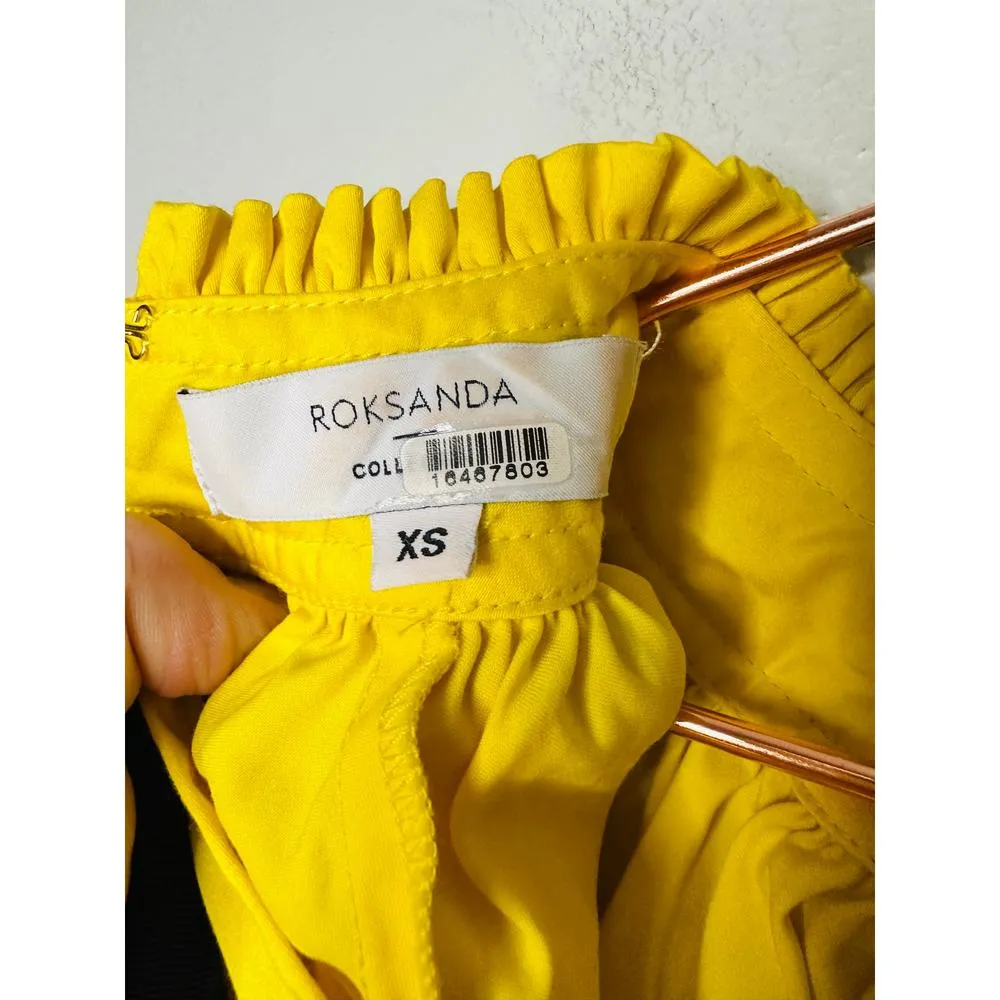 ROKSANDA Yellow Mock Neck Bow Detail Short Sleeve Mini Dress Size Extra Small - Image 11