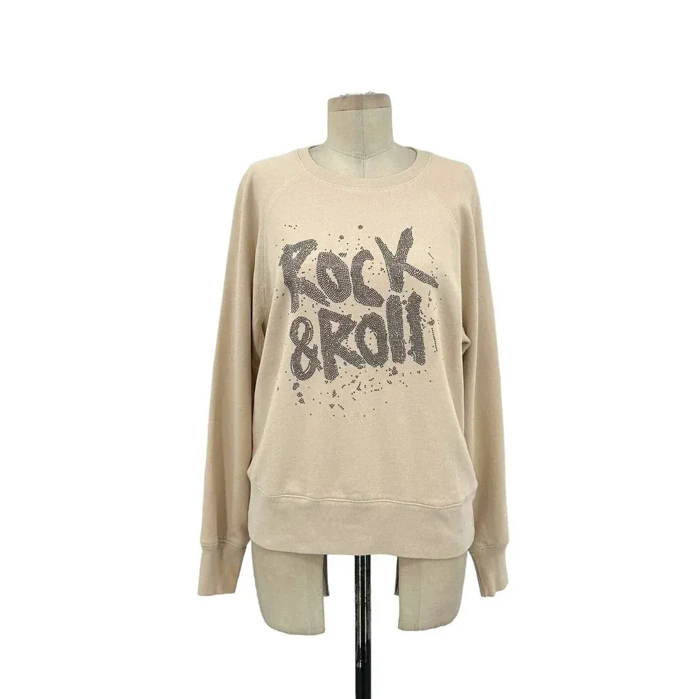 Zadig & Voltaire Top‎ Upper Rock and Roll Strass Pullover Sweatshirt Cream Small - Image 2