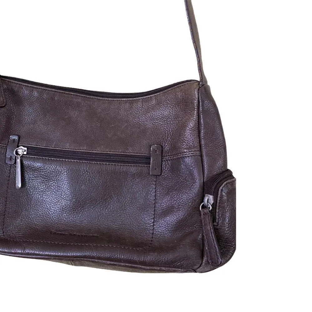 Vintage Stone Mountain Brown Leather Shoulder Bag - Image 4