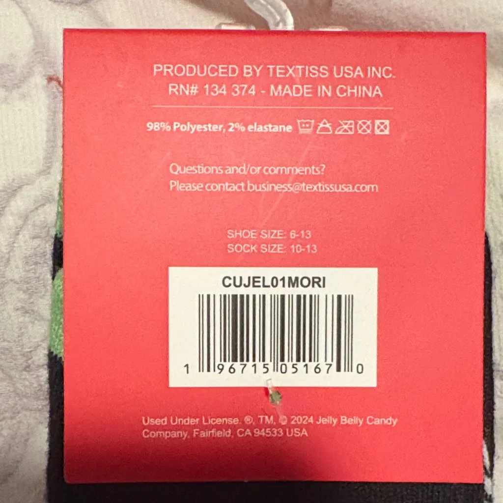 NWT Jelly Belly Black Base Fun Crew Socks - Image 3
