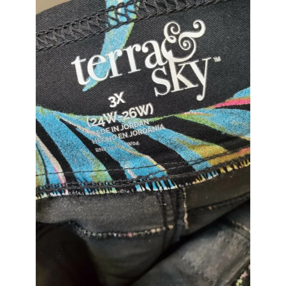 Terra & Sky Women Multicolor Floral Cotton Mid Rise Comfort Waist Skinny Pant 3X - Image 8