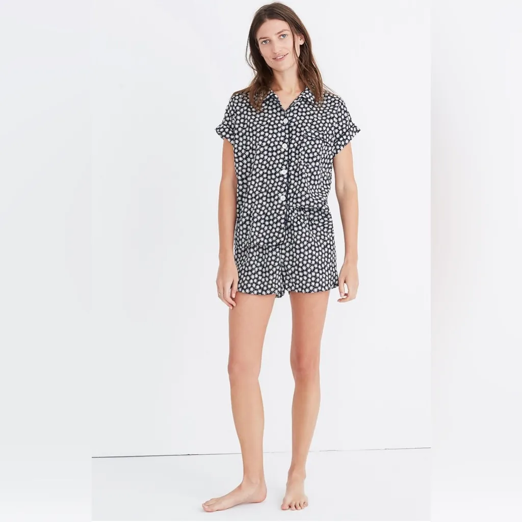 Madewell Women’s Bedtime Pajama Sleep Top‎ in Mini Daisy Navy Blue Size XXS - Image 2
