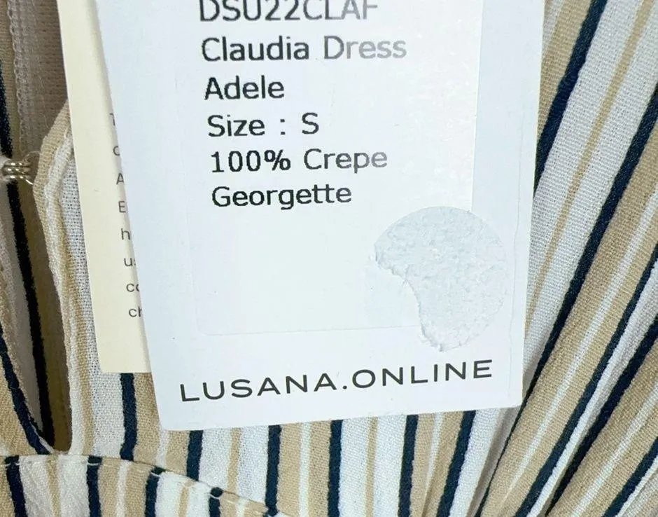 NWT Lusana Claudia Striped Midi Dress in Adele 100% Crepe Georgette Size Small - Image 3