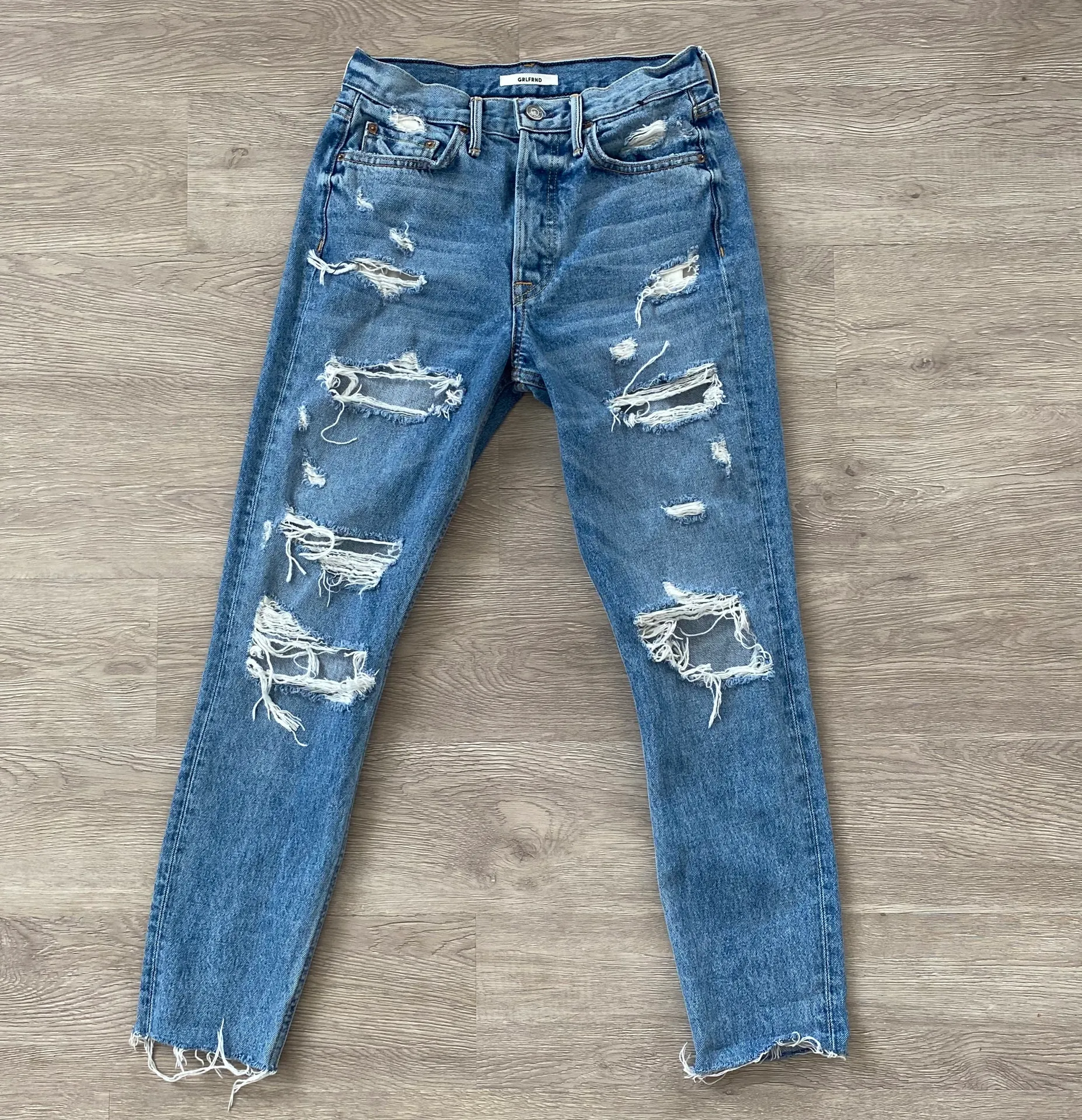 GRLFRND Karolina High Rise Waisted Distressed Hey Jude Skinny Jeans  - Image 3